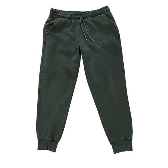 PUMA Men's Size 32” X 27” Green Logo Heavyweight Sweatpants/Joggers Gym Casual - Picture 1 of 10